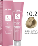 Tefia Color Creats Крем-краска для волос с маслом монои 10.2 экстра светлый блондин бежевый  60 мл