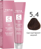 Tefia Color Creats Крем-краска для волос с маслом монои  5.4 светлый брюнет медный  60 мл