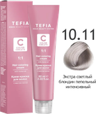Tefia Color Creats Крем-краска для волос с маслом монои 10.11 светлый блондин пепельный интенсивный 60 мл