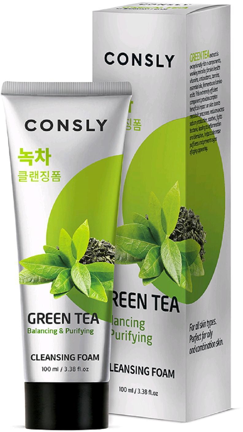 Consly умывание. CONSLY Cleansing Foam. CONSLY пенка для умывания. Балансирующая пенка для умывания CONSLY. CONSLY пенка зеленый чай.